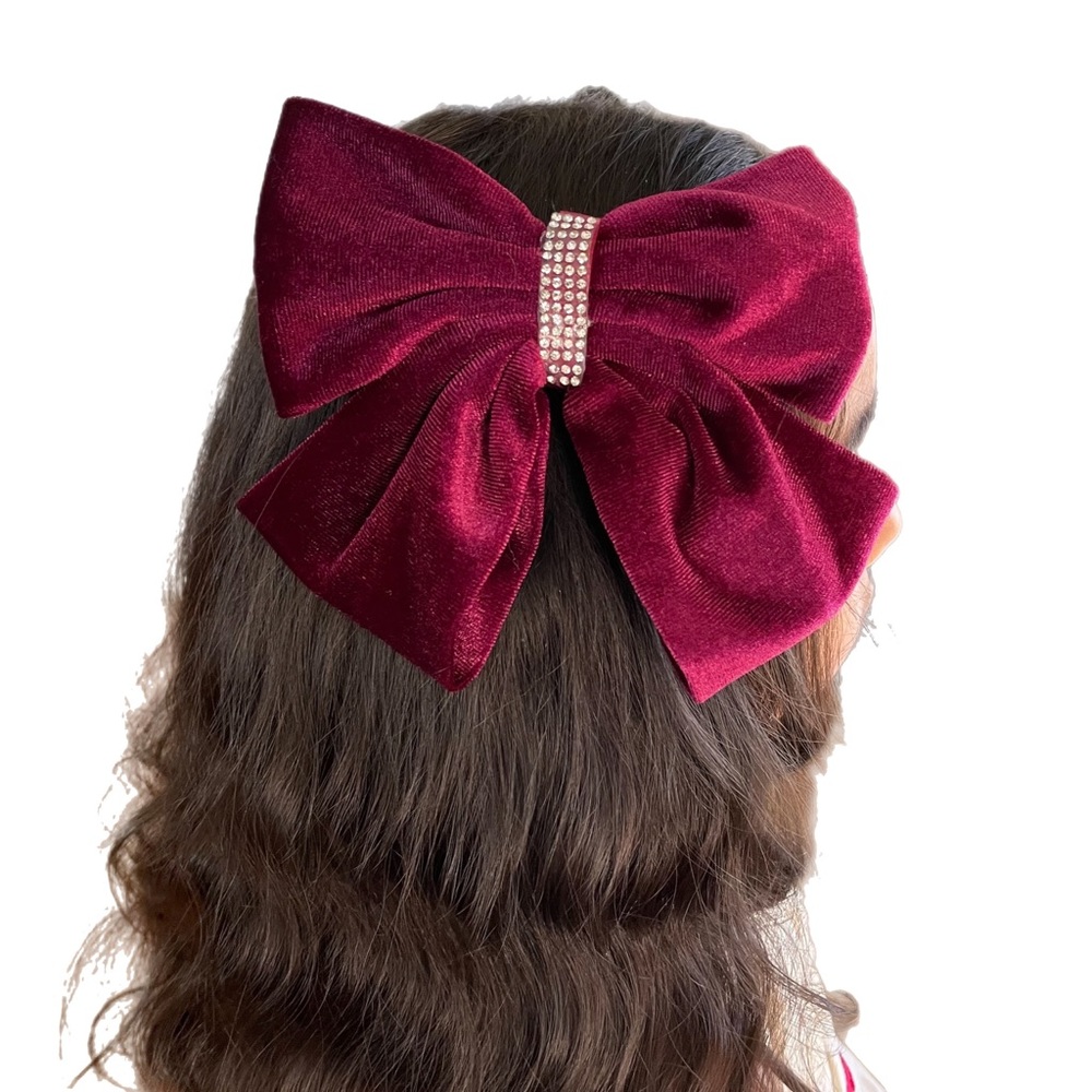 Penelope Velveteen Bow - Wine